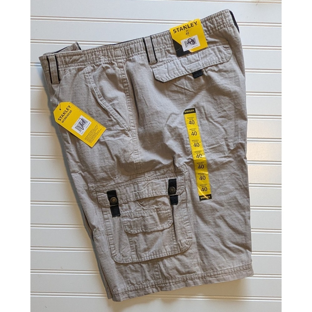 NWT Stanley Workwear Shorts Men's Size 40 Cotton Flat Front Tan Beige VERY NICE!